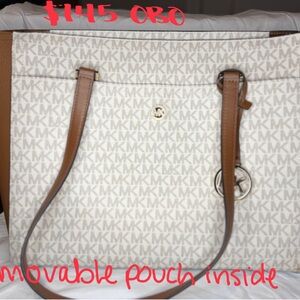 Michael Kors Cream and Tan Signature Tote